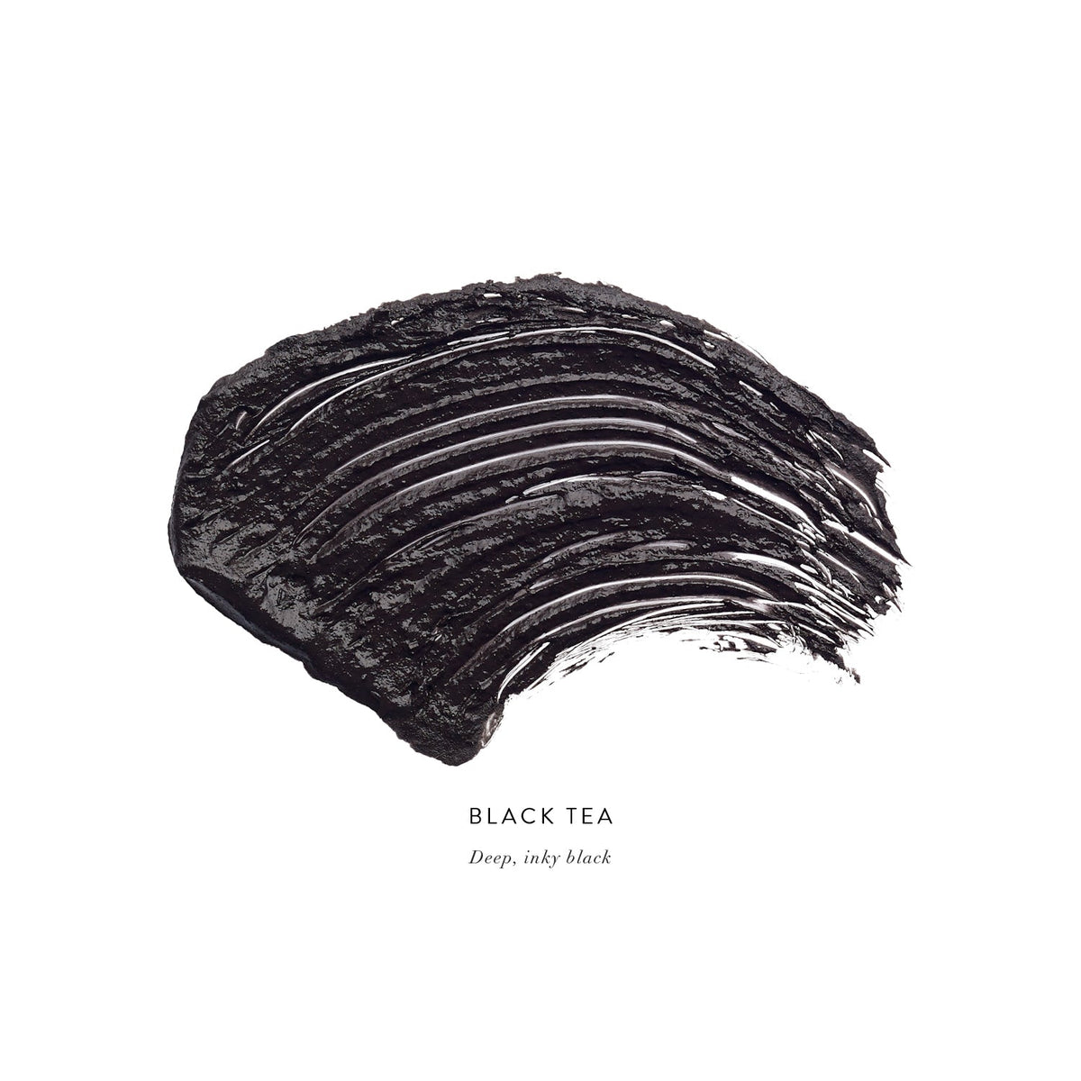 Lük Beautifood Lash Nourish natural mascara in Black Tea, a rich inky black swatch