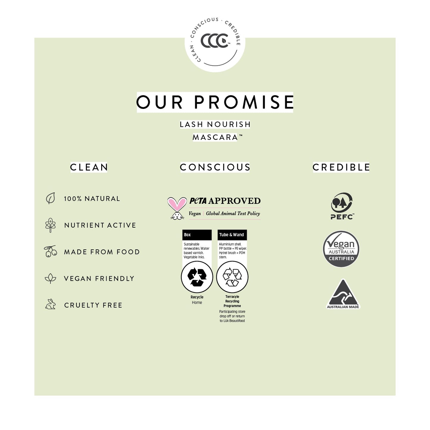 Lash Nourish Natural Mascara . Conditions and lifts. 100% natural ingredients.