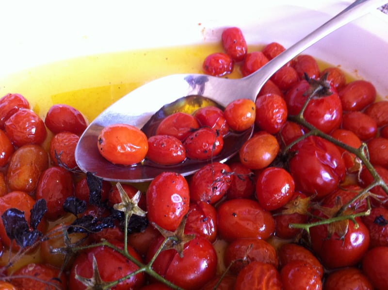 slow roasted cherry tomatoes with oregano
