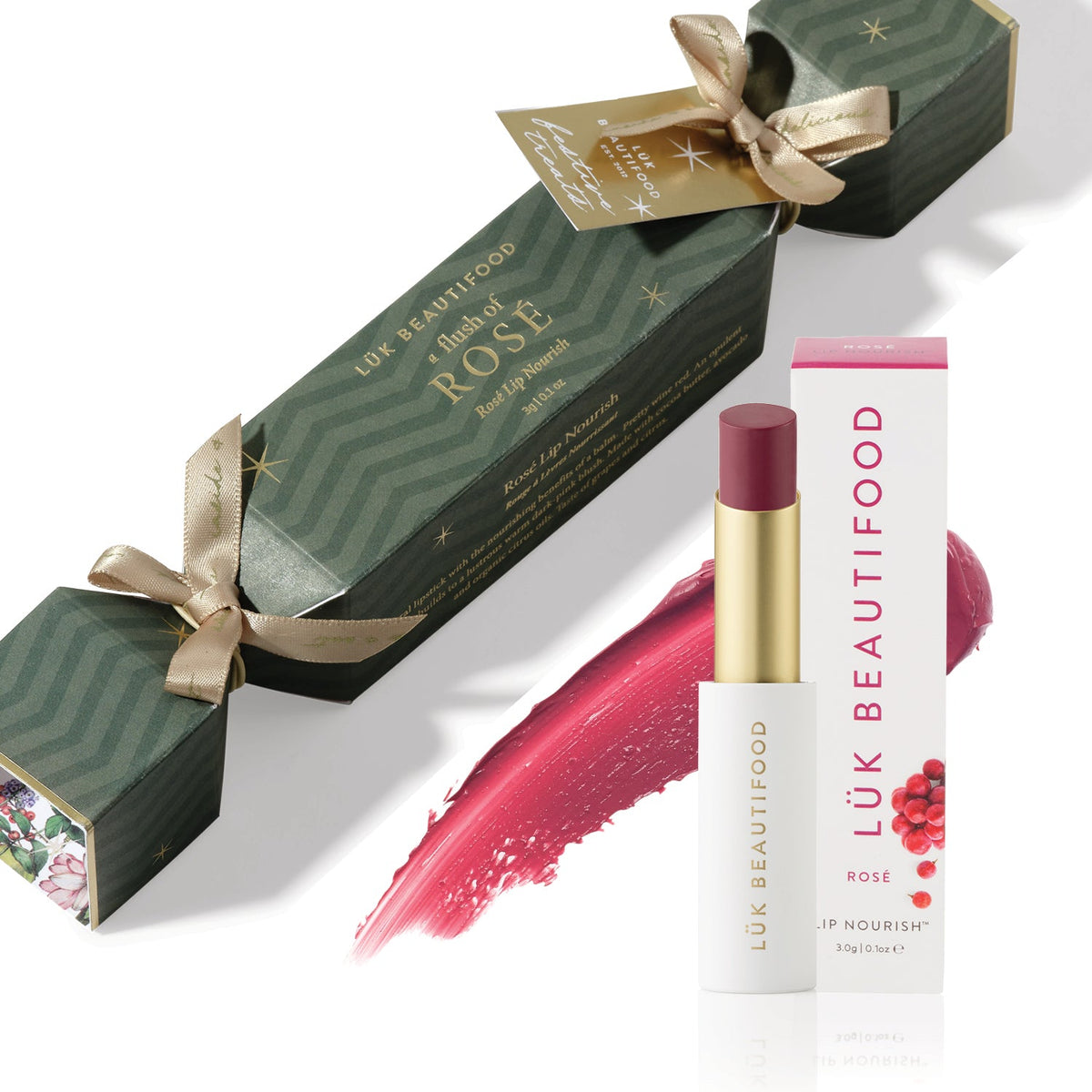 Lük Beautifood Bon Bon Lipstick Gift — A Flush of Rosé, Rosé Lip Nourish, Christmas 2026
