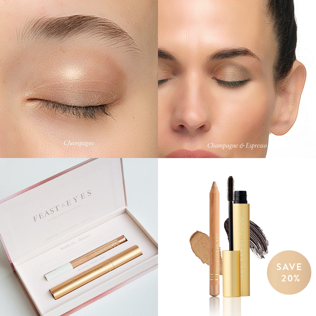 Feast for Your Eyes on the eye — Champagne Luminous Eye Crayon with Espresso Lash Nourish Mascara