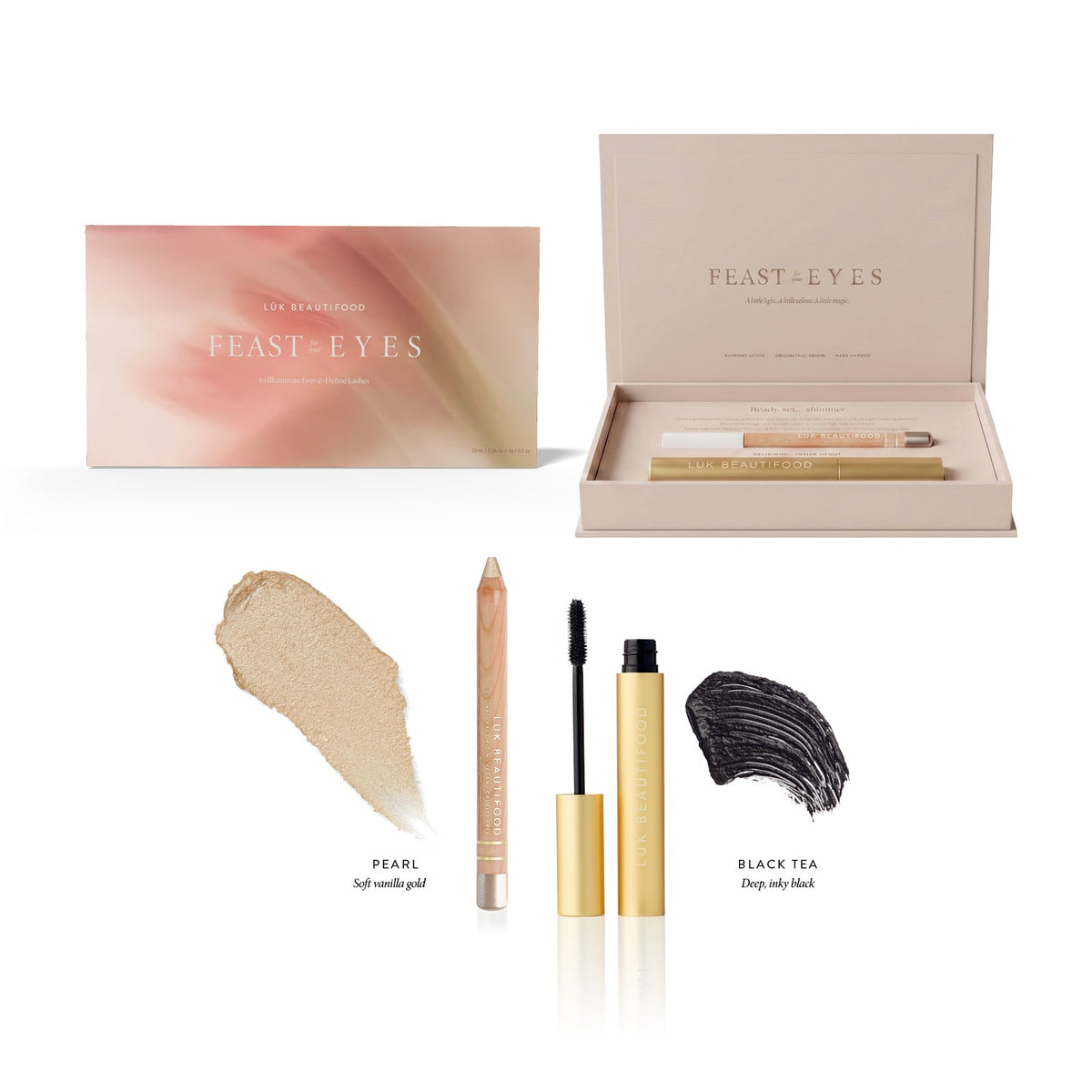 Lük Beautifood Feast for Your Eyes Gift Set — Pearl Luminous Eye Crayon and Black Tea Lash Nourish Mascara