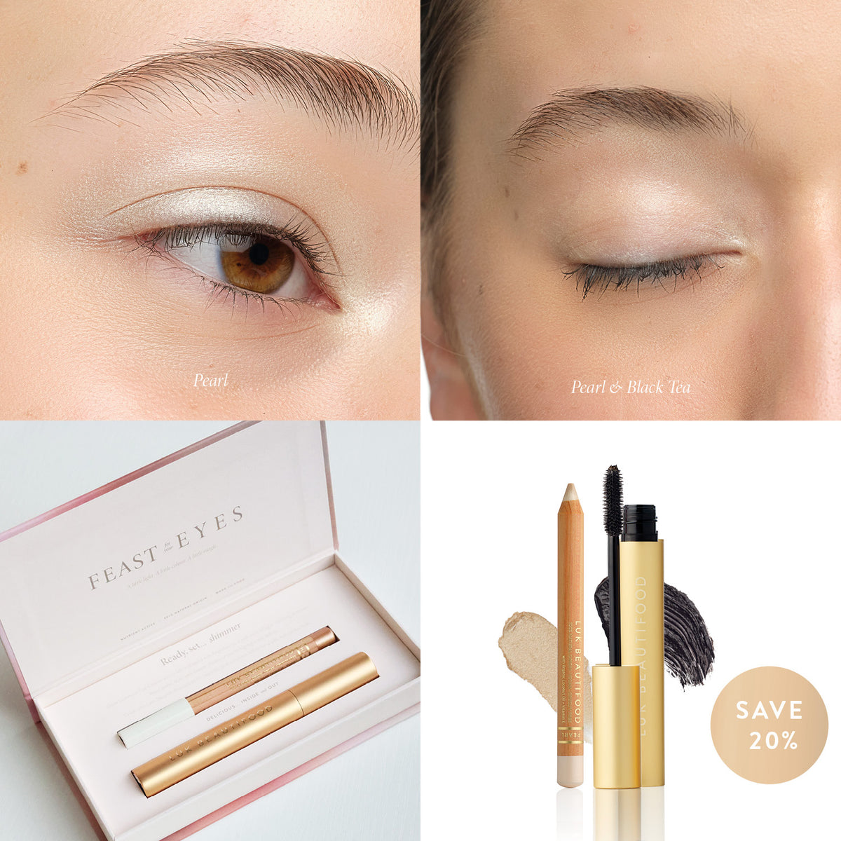 Feast for Your Eyes on the eye — Pearl Luminous Eye Crayon with Black Tea Lash Nourish Mascara