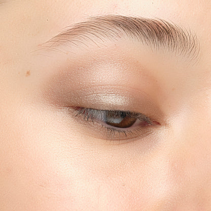 Lük Beautifood Luminous Eye Crayon in Mushroom — Mushroom eyeshadow on the open eye