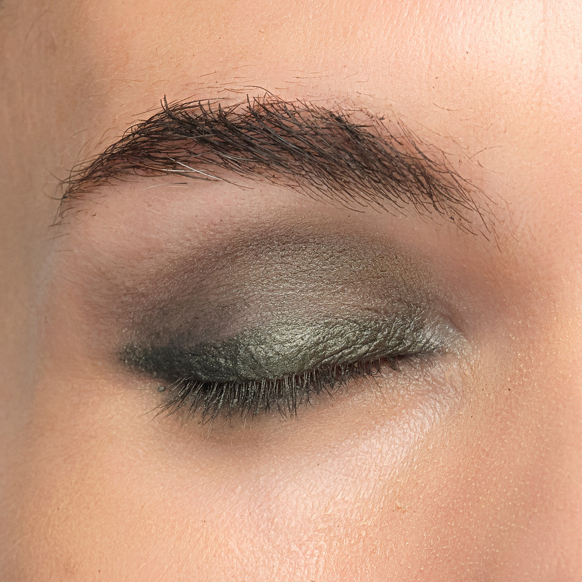 Lük Beautifood Luminous Eye Crayon in Olive — Olive on the eyelid as a khaki green eyeshadow