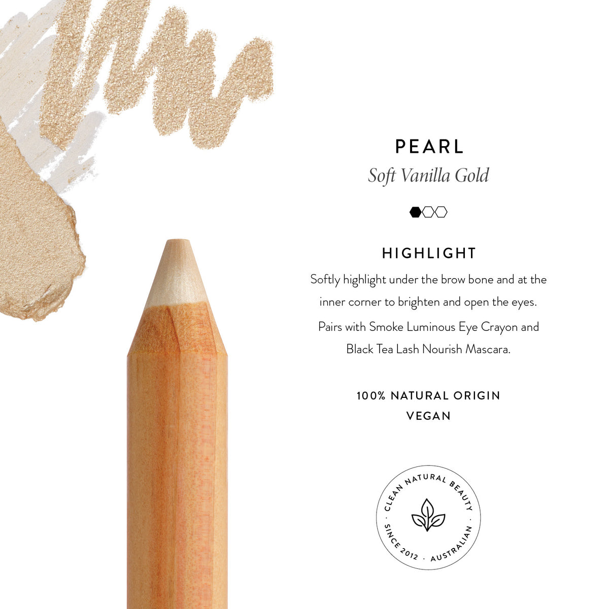 Lük Beautifood Luminous Eye Crayon in Pearl shade guide — a soft vanilla gold with swatch and how to wear it