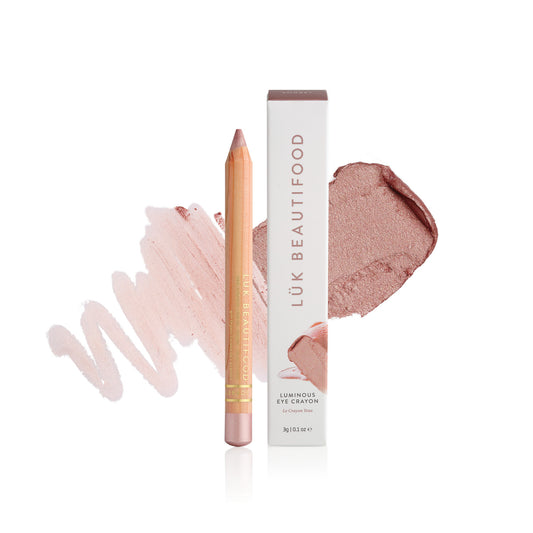 Lük Beautifood Luminous Eye Crayon in Sorbet, a soft dusty rose, shown with swatch