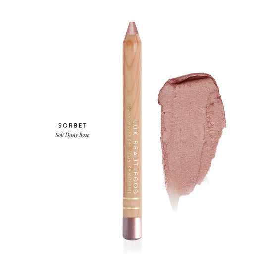 LÜK Beautifood Luminous Eye Crayon in Sorbet, soft dusty rose, shown with swatch