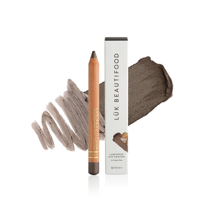 Lük Beautifood Luminous Eye Crayon in Truffle, a deep charcoal taupe, shown with swatch