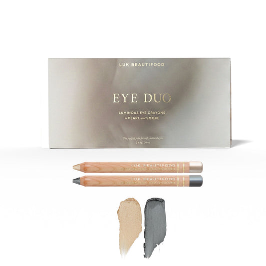 Lük Beautifood Luminous Eye Duo Gift Set in Soft Smoke — Smoke and Pearl eye crayons