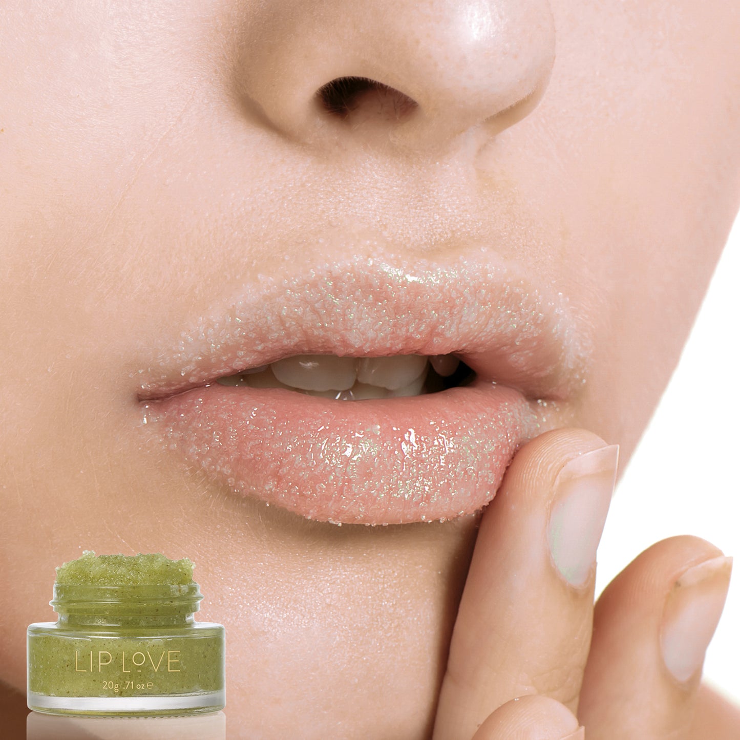 Luk Beautifood Supergreens Lip Scrub on lips model