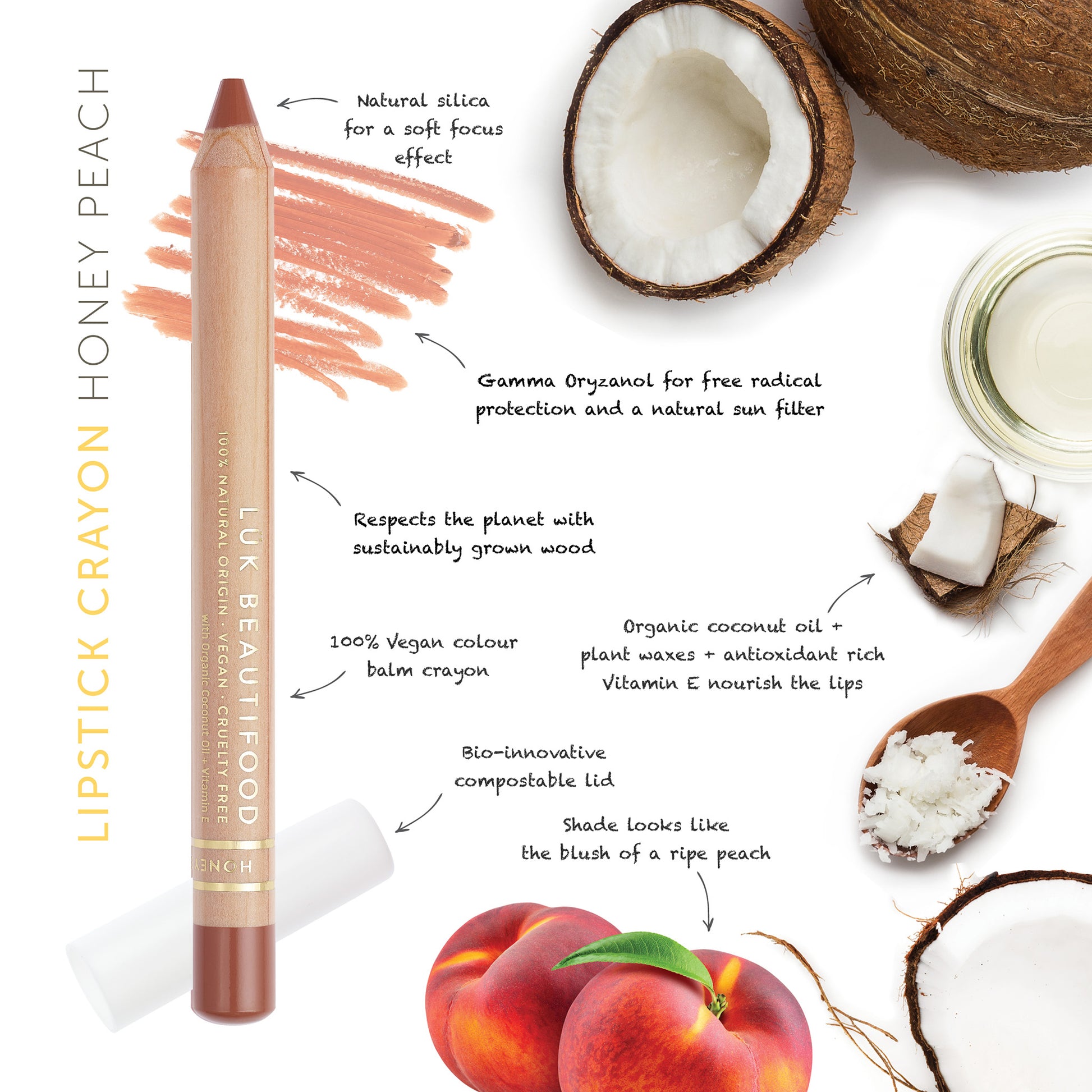 Luk beautifood Lipstick crayon honey peach swatch